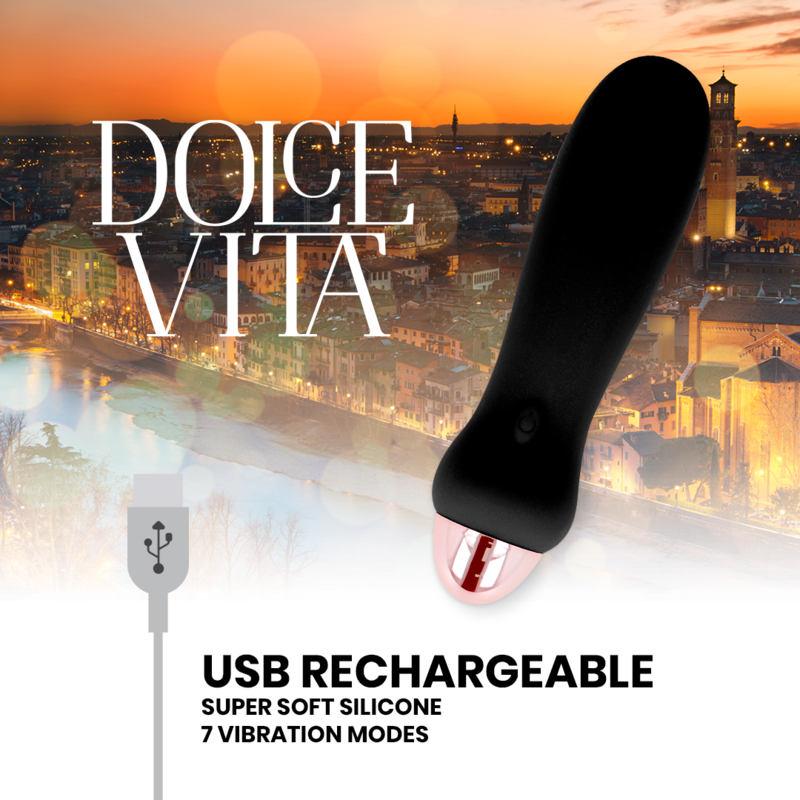 DOLCE VITA - VIBRATORE RICARICABILE CINQUE NERO A 7 VELOCITÀ