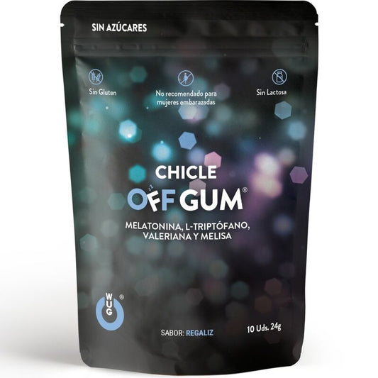 WUG GUM - OFF VALERIAN, TRYPTOPHAN, LEMON BALM AND MELATONIN 10 UNITS