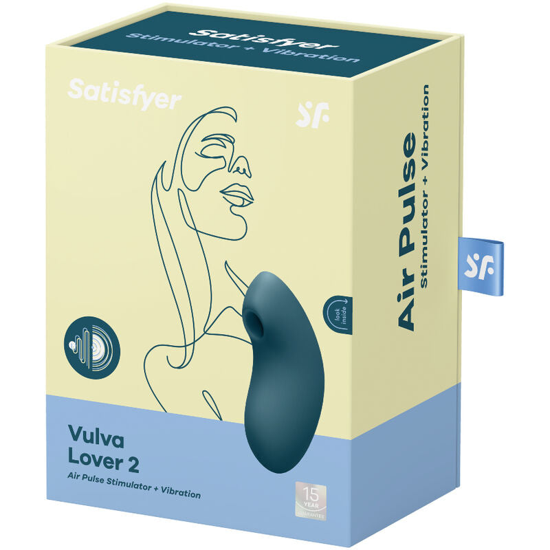 SATISFYER - STIMOLATORE E VIBRATORE A IMPULSI D'ARIA VULVA LOVER 2  BLU