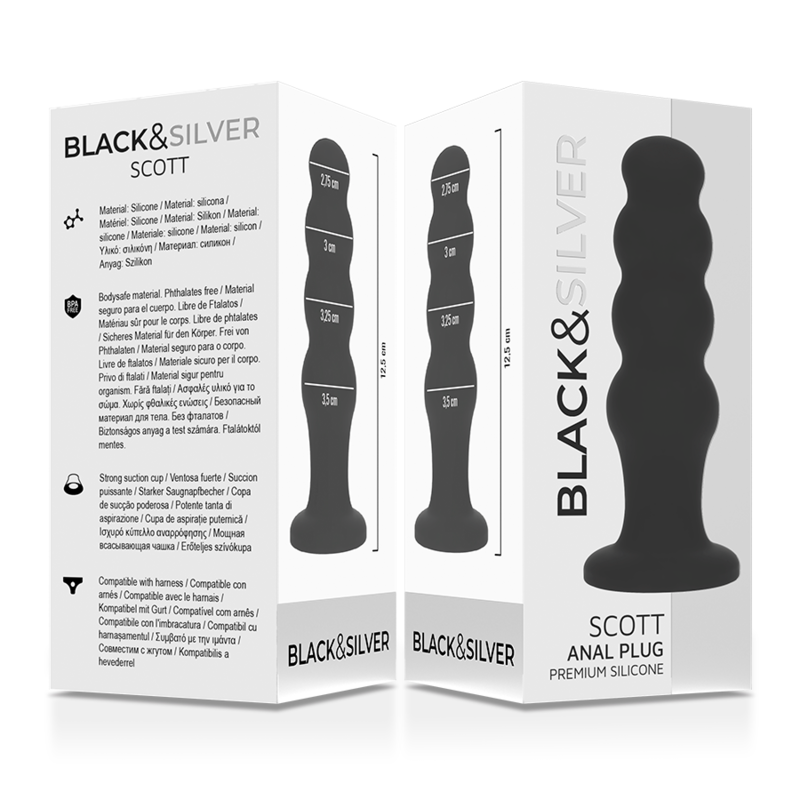 BLACK&SILVER - PLUG ANALE IN SILICONE SCOTT PREMIUM NERO