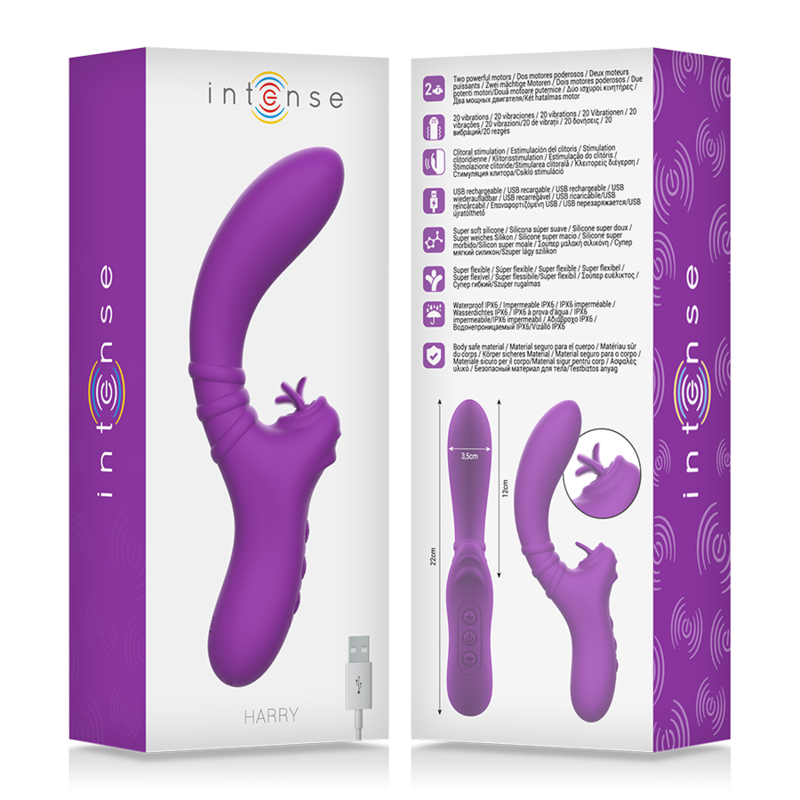 INTENSE - VIBRATORE FLESSIBILE HARRY CON LINGUA VIOLA