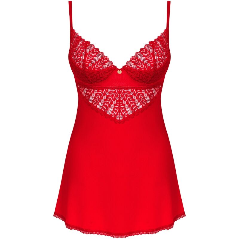 OBSESSIVE - INGRIDIA CHEMISE & TANGA ROSSO XS/S