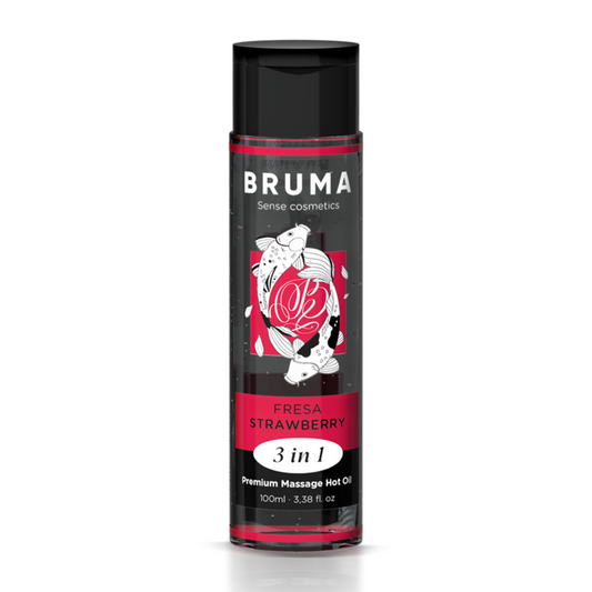 BRUMA - OLIO DA MASSAGGIO PREMIUM EFFETTO CALORE SAPORE FRAGOLA 3 IN 1 - 100 ML