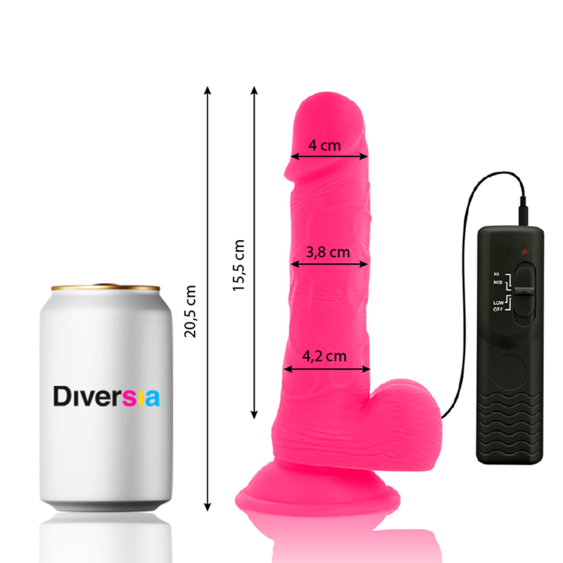 DIVERSIA - DILDO VIBRANTE FLESSIBILE ROSA 20.5 CM -O- 4.2 CM