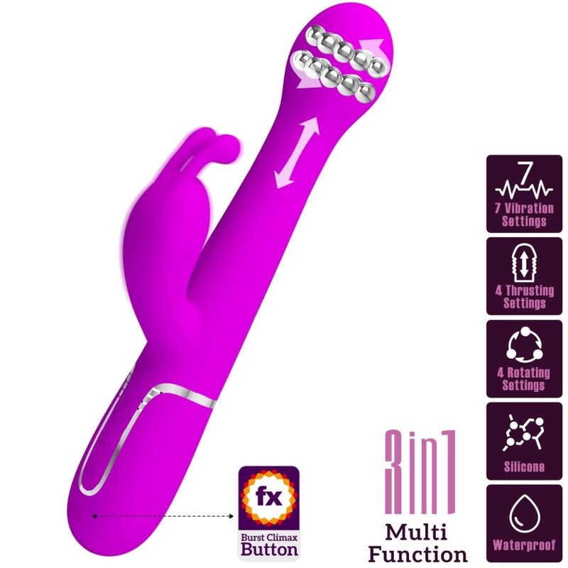 PRETTY LOVE - VIBRATORE DEJON RABBIT 3 IN 1 VIOLA MULTIFUNZIONE